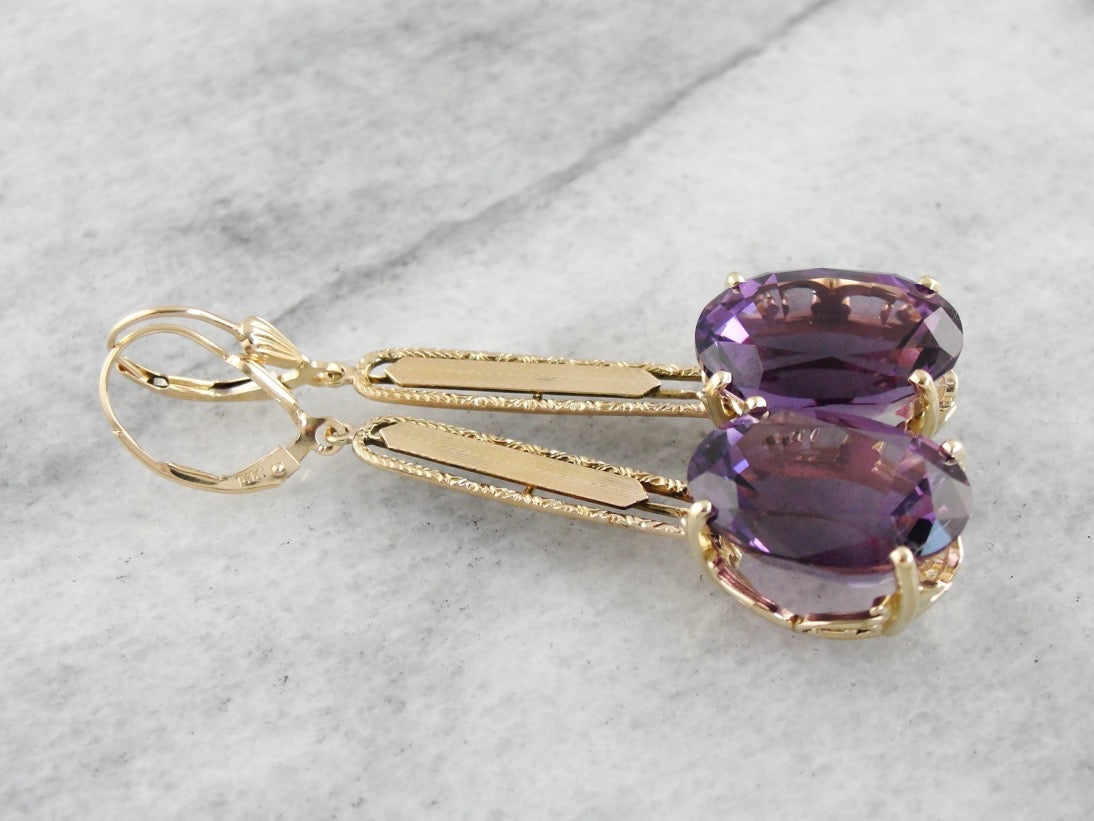 Large Amethyst Dangle Earrings