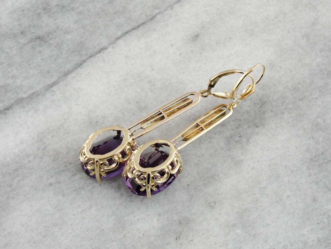 Large Amethyst Dangle Earrings
