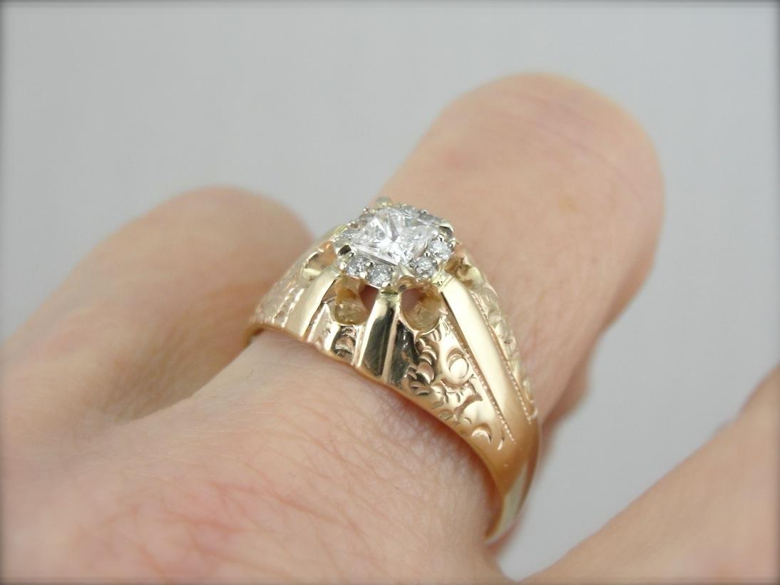 Old Magic, New Magic: Antique Victorian Diamond Engagement Ring with Modern Square Cut Diamonds
