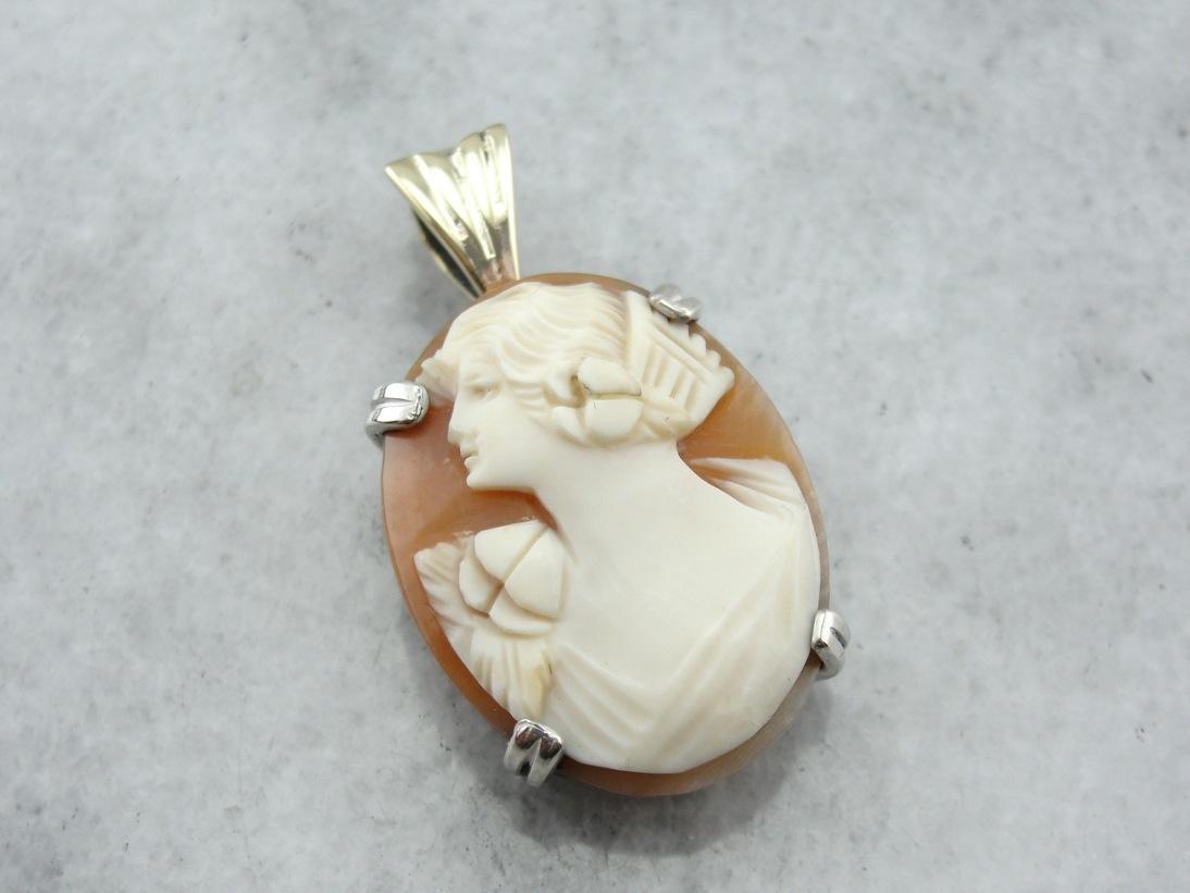 Classic Oval Cameo Pendant in Sterling and Gold
