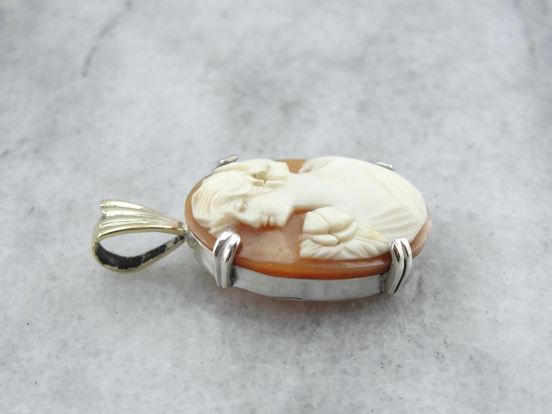 Classic Oval Cameo Pendant in Sterling and Gold