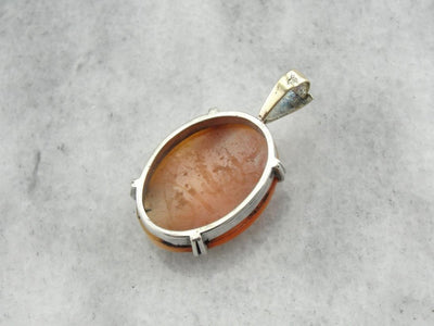 Classic Oval Cameo Pendant in Sterling and Gold