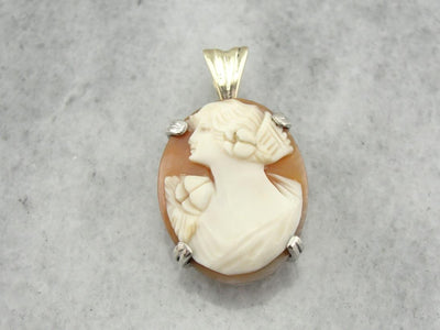 Classic Oval Cameo Pendant in Sterling and Gold