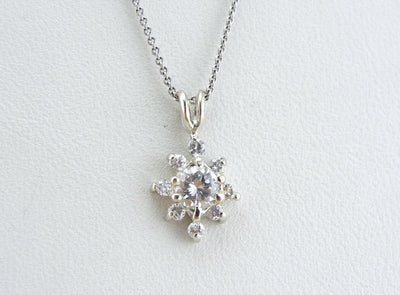 Diamond Snowflake, Sparkling Diamond Pendant in White Gold