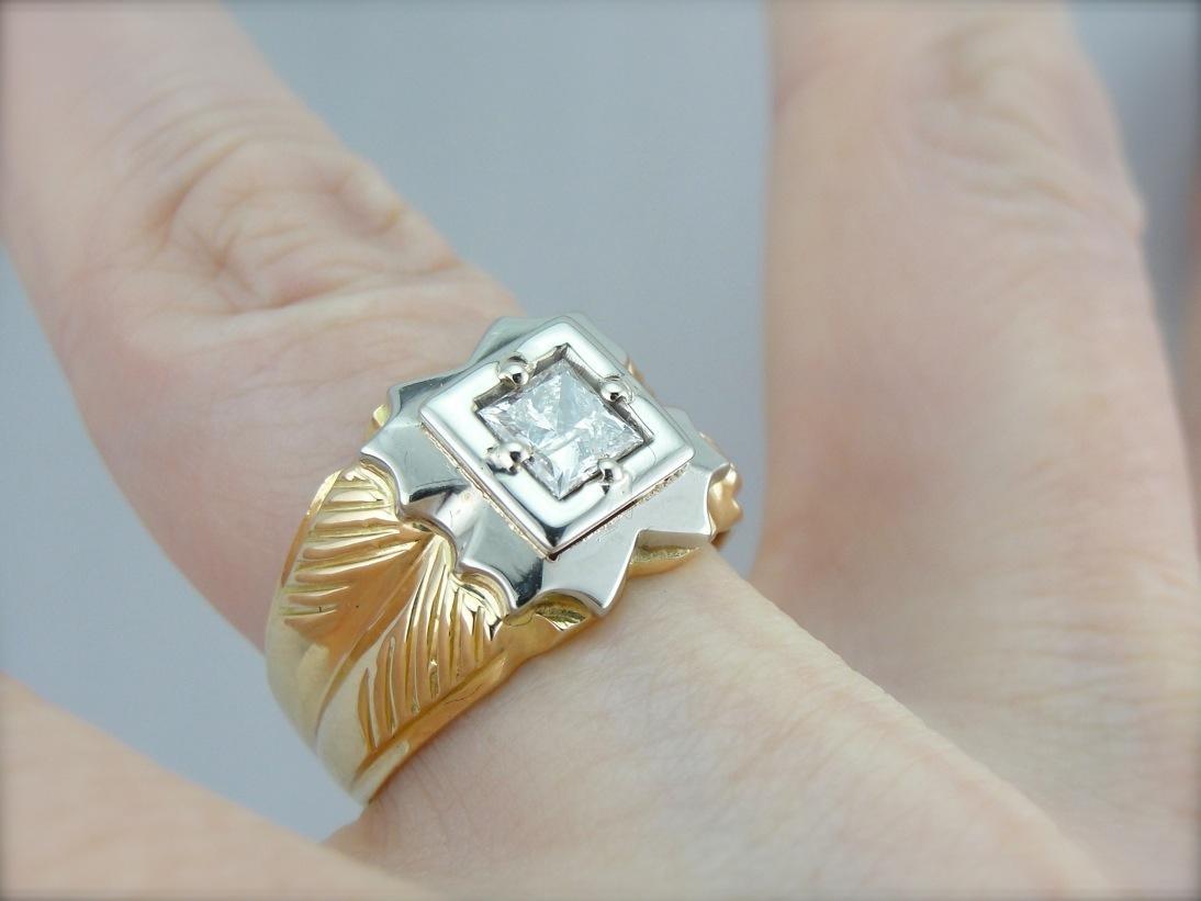 Handsome Retro Era Men's Diamond Ring