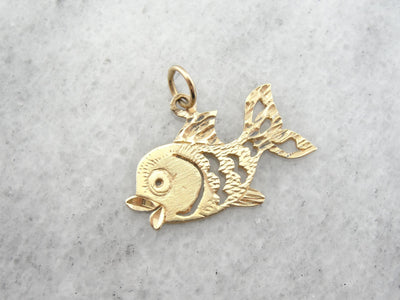Vintage Clownfish Pendant with Hand Etched Details