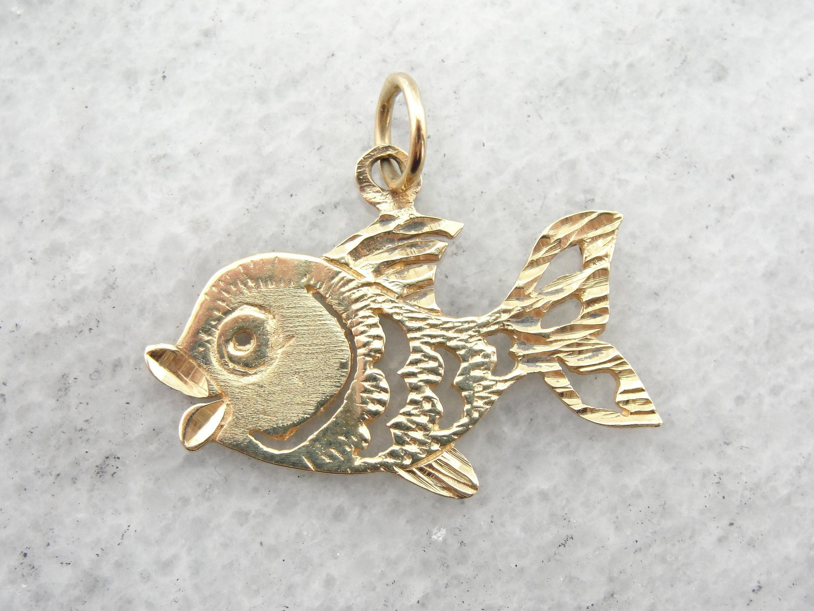 Vintage Clownfish Pendant with Hand Etched Details
