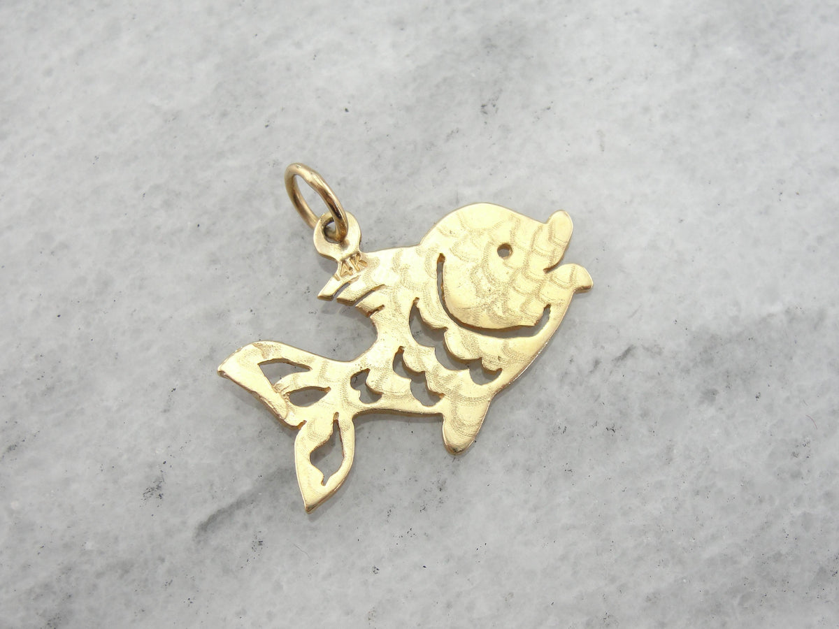 Vintage Clownfish Pendant with Hand Etched Details