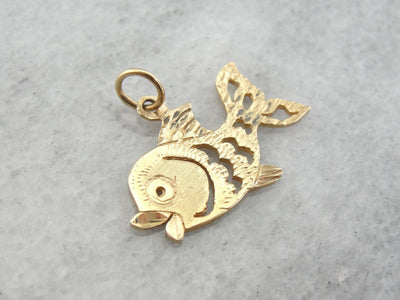 Vintage Clownfish Pendant with Hand Etched Details