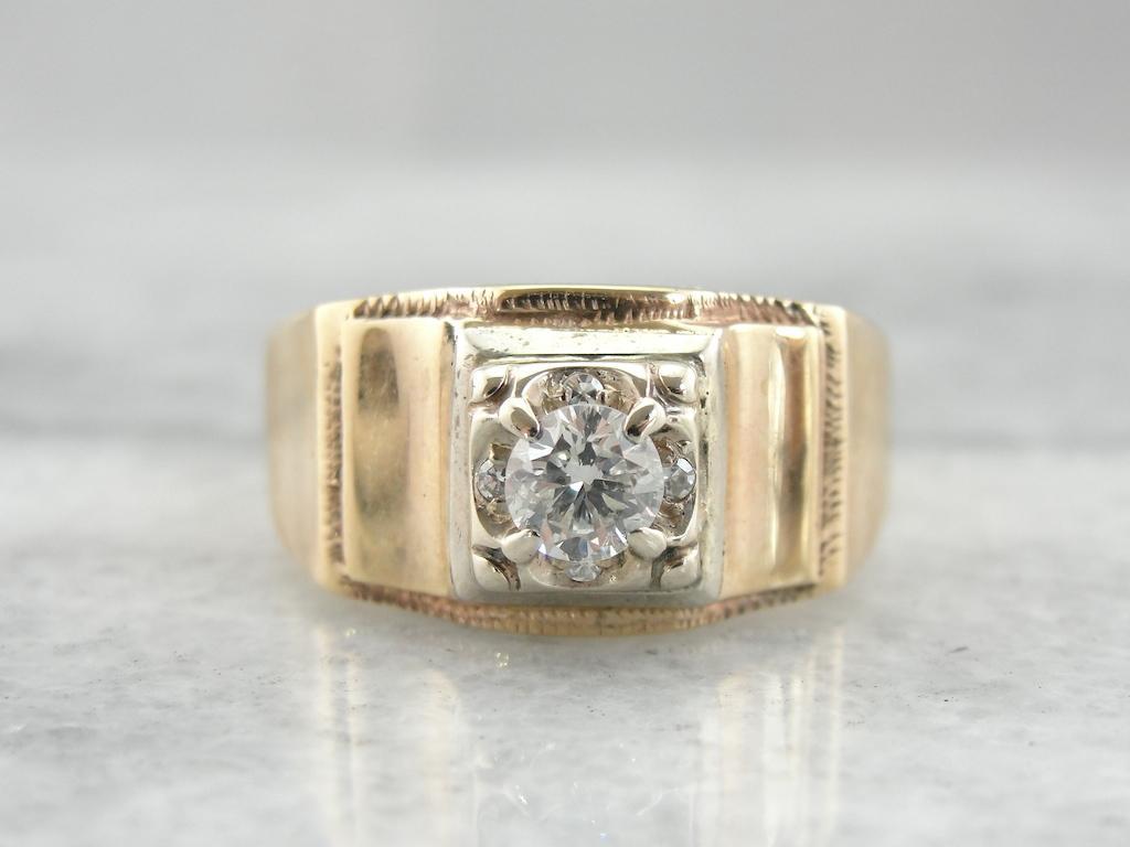 Underset Illusion Set Mens Diamond Ring from Retro Era