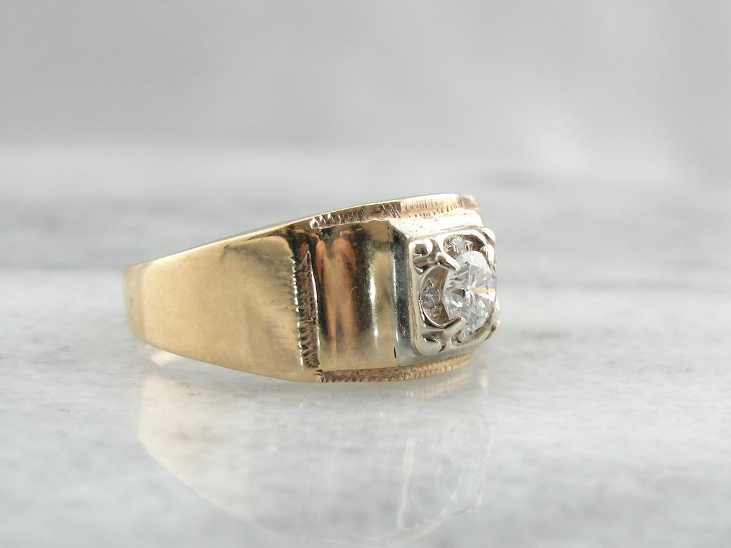 Underset Illusion Set Mens Diamond Ring from Retro Era