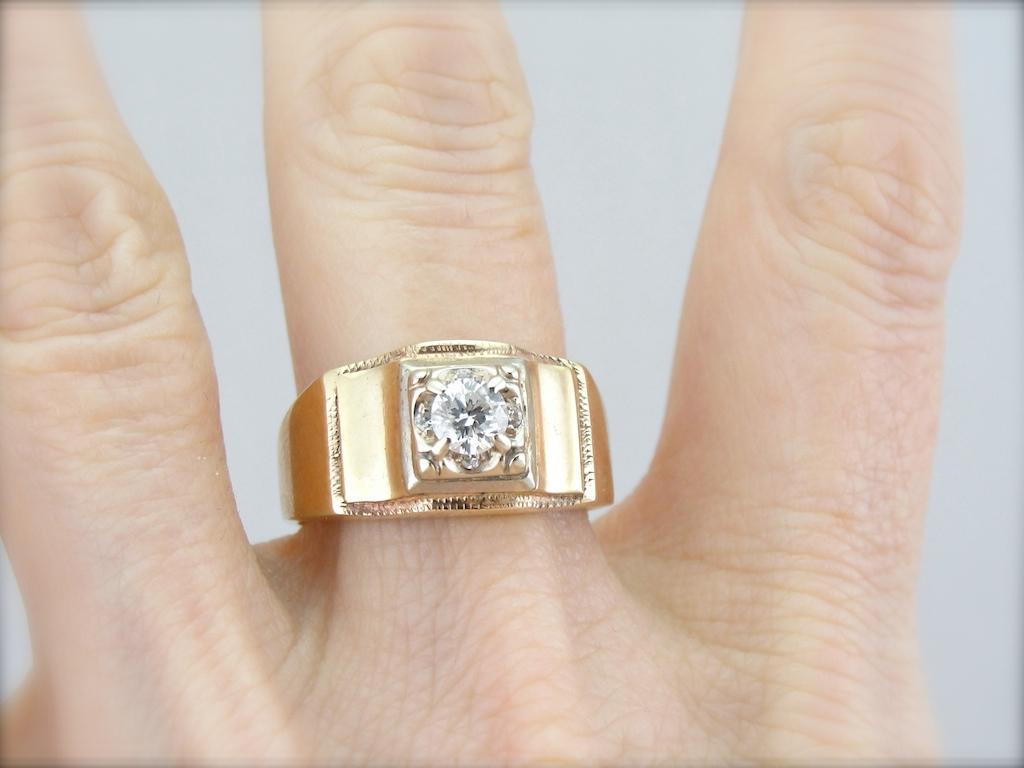 Underset Illusion Set Mens Diamond Ring from Retro Era