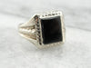 Vintage White Gold and Onyx Decorative Mens Ring