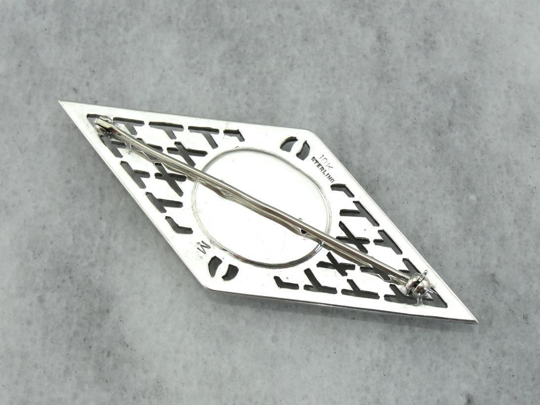 Hand Set Marcasite Brooch with Gold Center