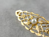 Art Nouveau Pearl Flower Gold Filigree Brooch