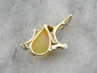 Contemporary Opal and Diamond Pendant