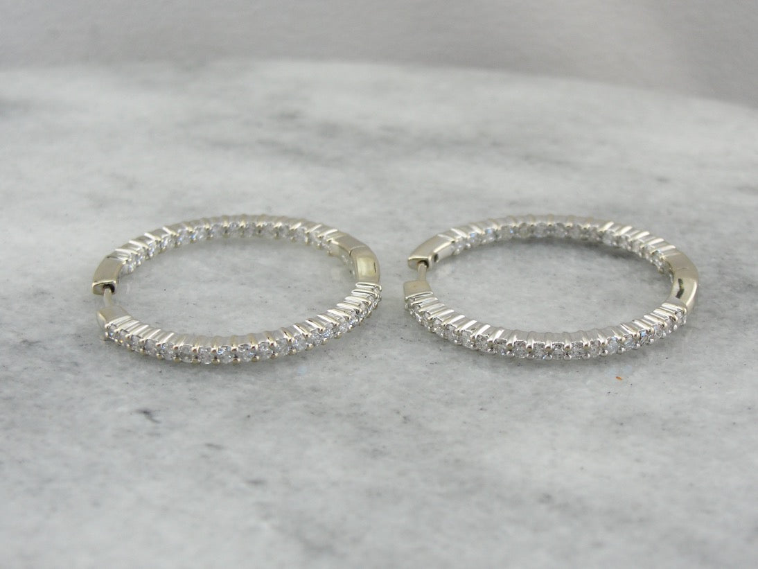 White Gold Diamond Hoop Earrings