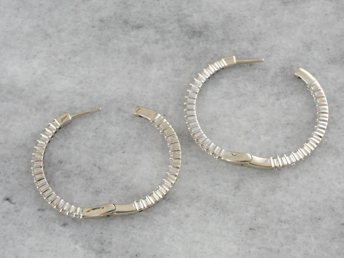 White Gold Diamond Hoop Earrings