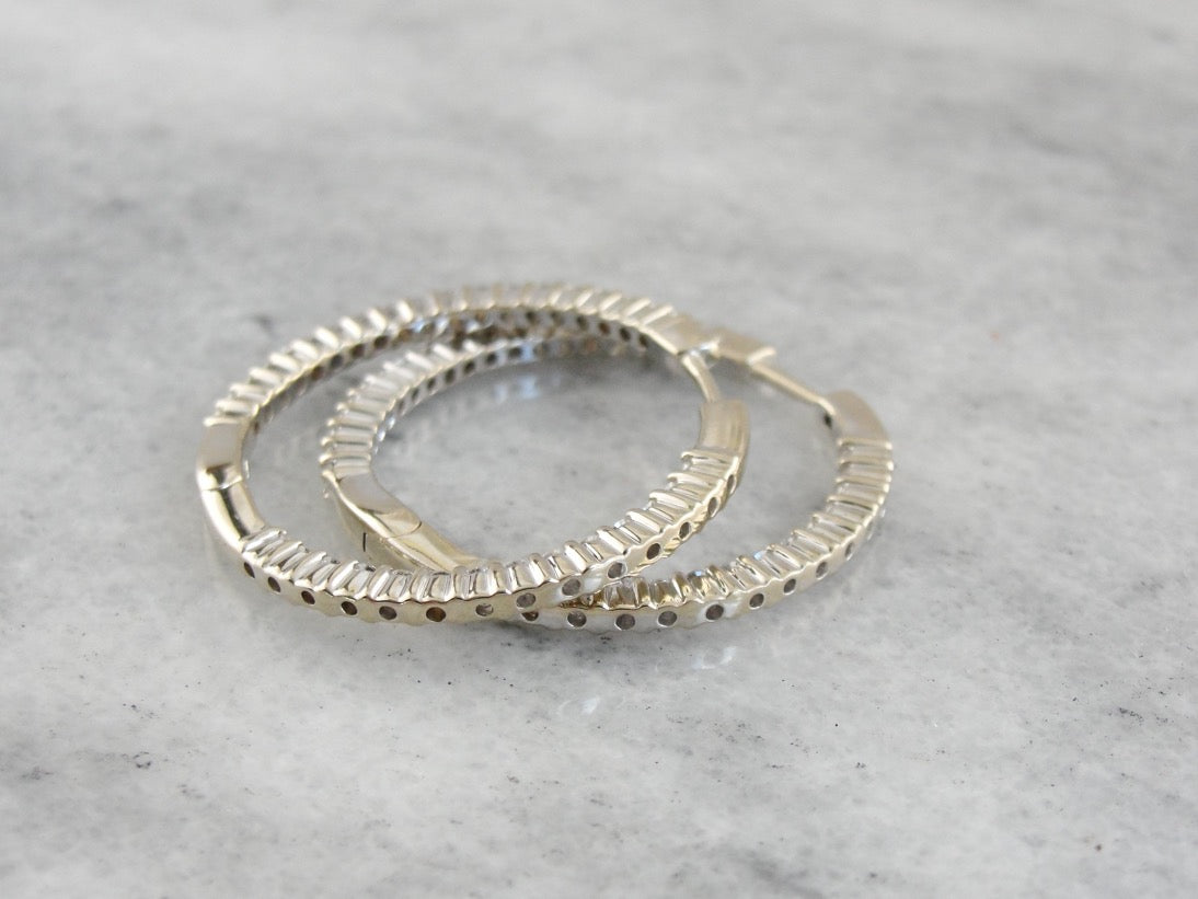 White Gold Diamond Hoop Earrings