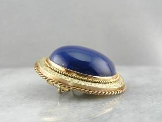 Midnight Blue: Vintage Lapis and Classical Gold Brooch