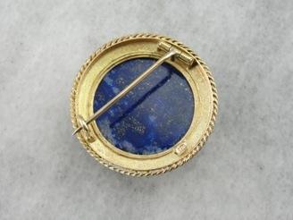 Midnight Blue: Vintage Lapis and Classical Gold Brooch