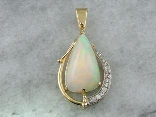 Modernist Mix: Ethiopian Opal and Diamond Pendant
