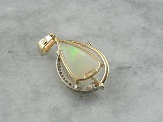 Modernist Mix: Ethiopian Opal and Diamond Pendant