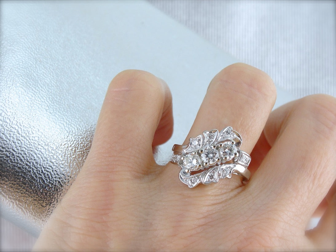 Amazing Retro 1950's Diamond Cocktail Ring