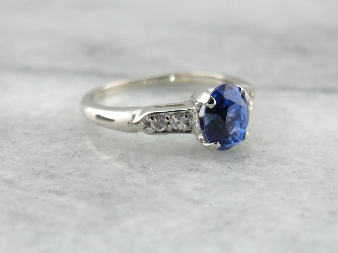 Fine Sapphire Engagement Ring with Diamond Accents
