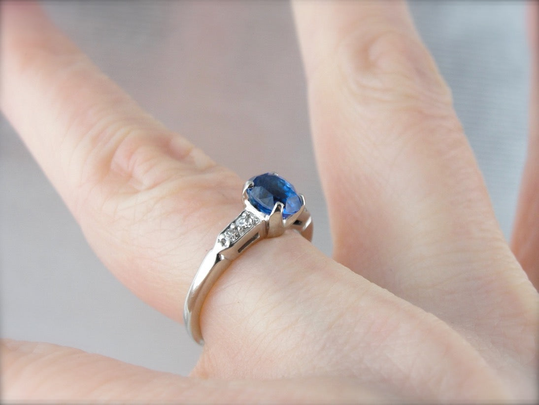 Fine Sapphire Engagement Ring with Diamond Accents