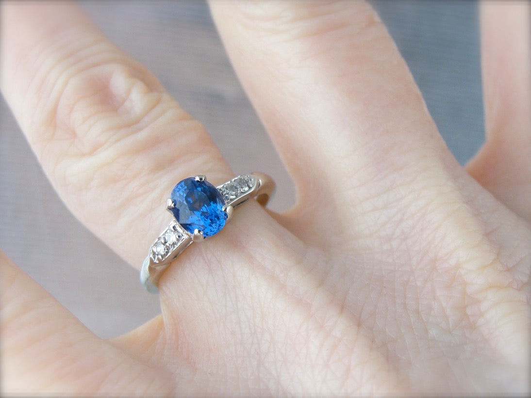Fine Sapphire Engagement Ring with Diamond Accents