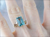 Blue Zircon Cocktail Ring in Two Tone Gold Filigree Setting