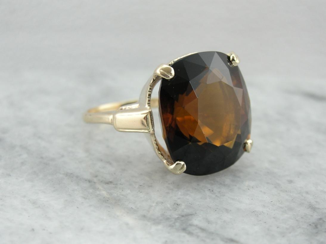 Earthy and Rich Dravite Tourmaline Cocktail Ring