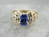 Sweeping Tanzanite and Diamond Ring for Day or Night