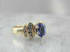 Sweeping Tanzanite and Diamond Ring for Day or Night