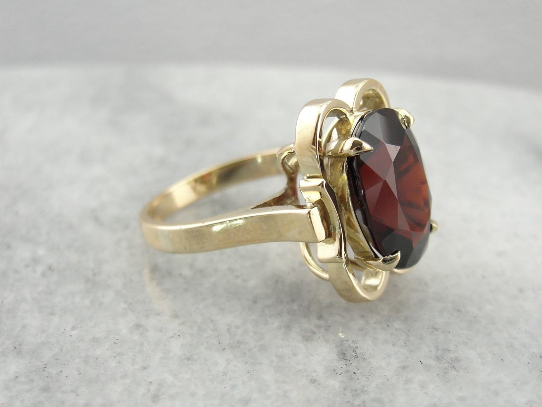 Vintage Pyrope Garnet Statement Ring in Yellow Gold
