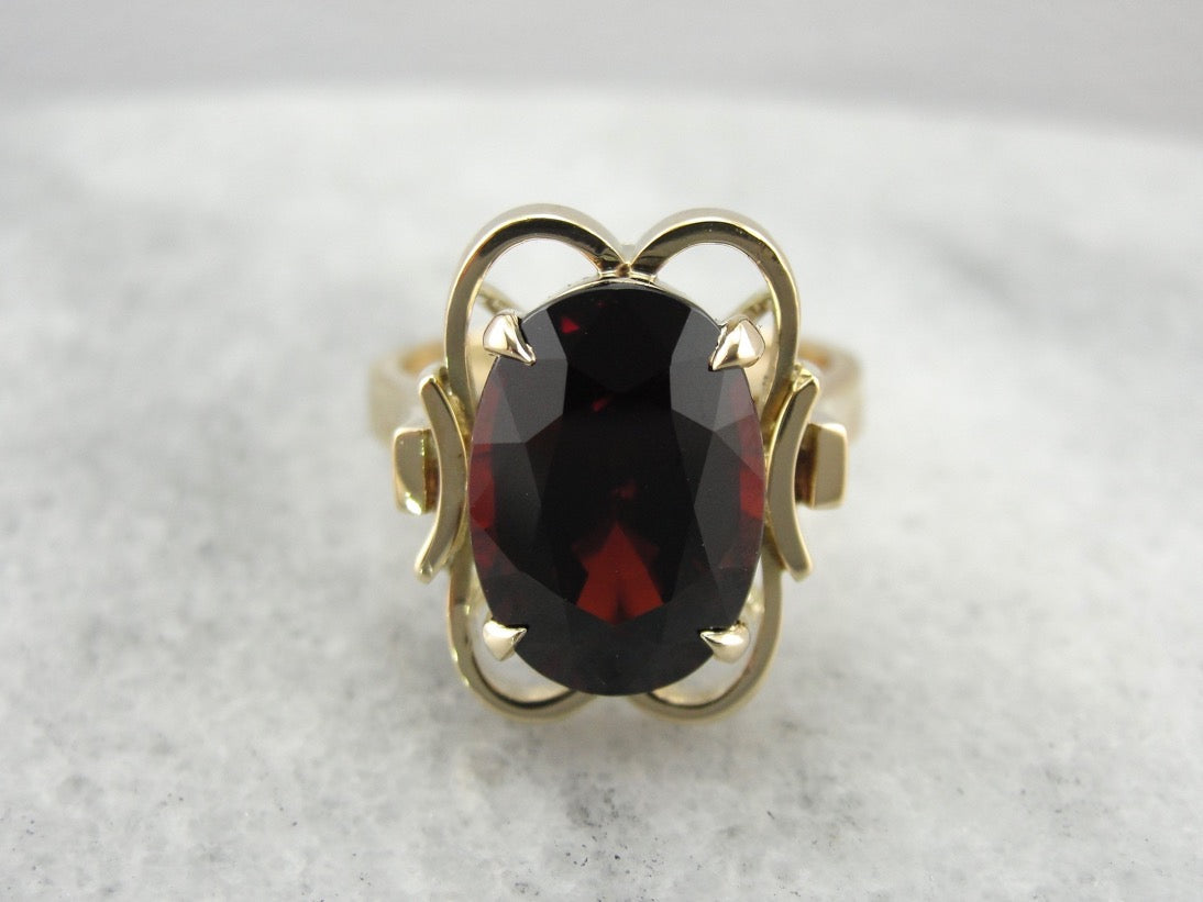 Vintage Pyrope Garnet Statement Ring in Yellow Gold