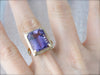 1970's Amethyst Cocktail Ring with Perfect Brushed Finish, Yellow Gold Frame