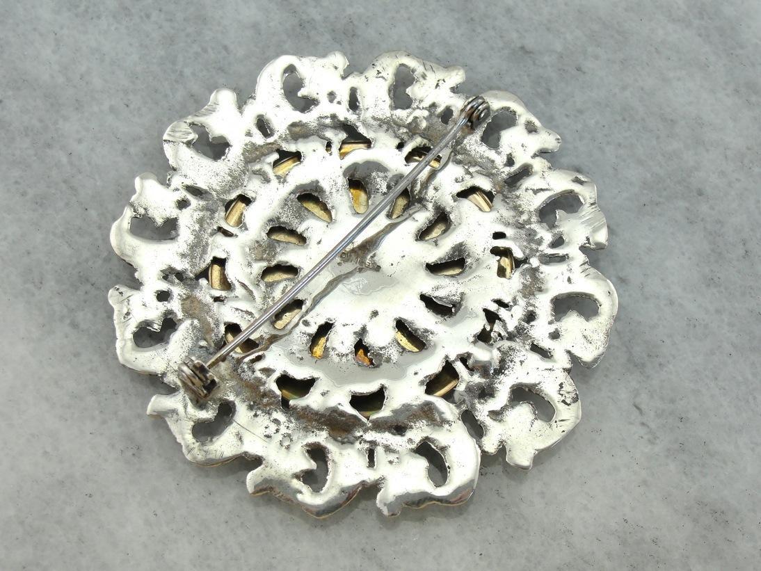 Beautifully Etched Landscape Brooch