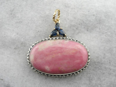 Rhodochrosite and Sapphire One of a Kind Pendant