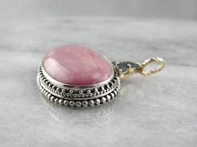 Rhodochrosite and Sapphire One of a Kind Pendant