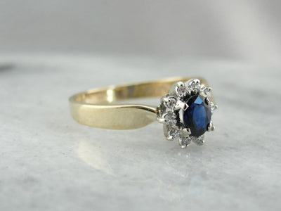 Pretty and Classic Sapphire and Diamond Anniversary Ring