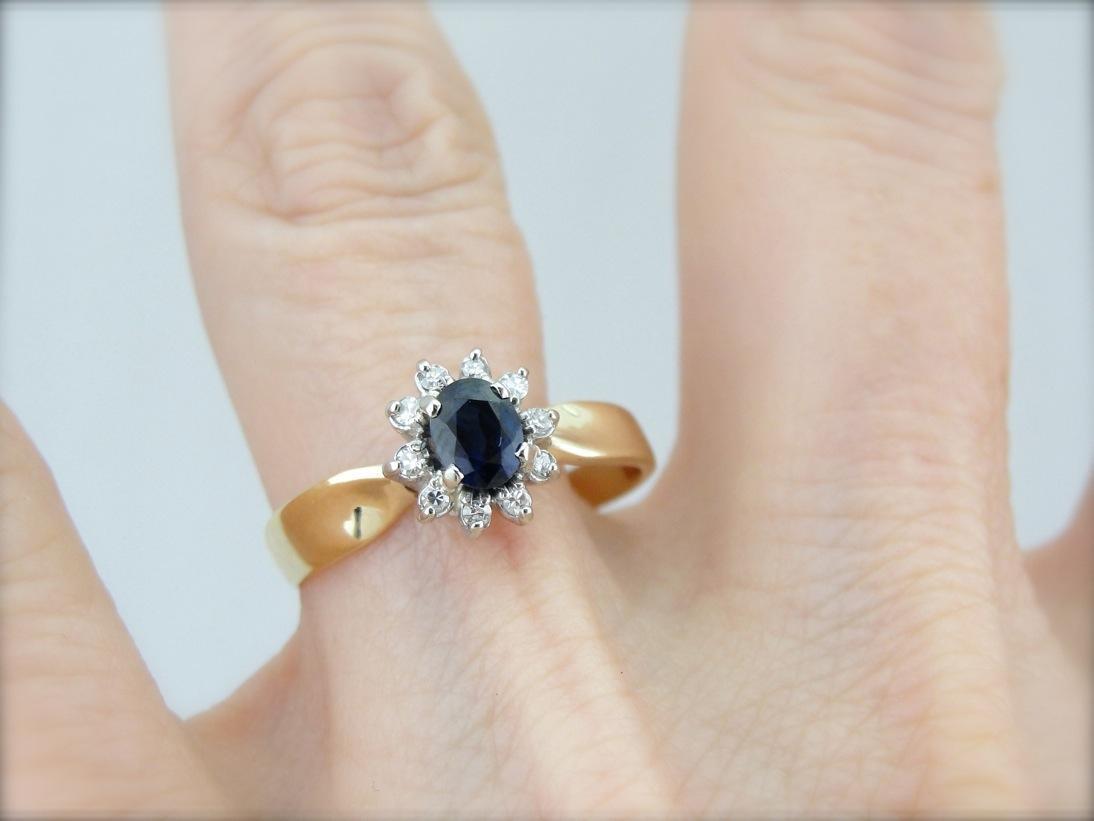 Pretty and Classic Sapphire and Diamond Anniversary Ring