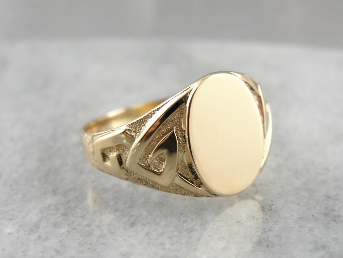 Geometric Themed Signet Ring Ready For Monogram