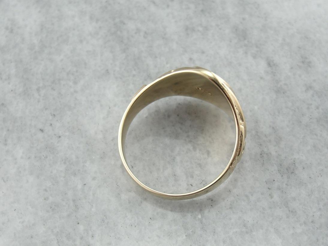 Geometric Themed Signet Ring Ready For Monogram