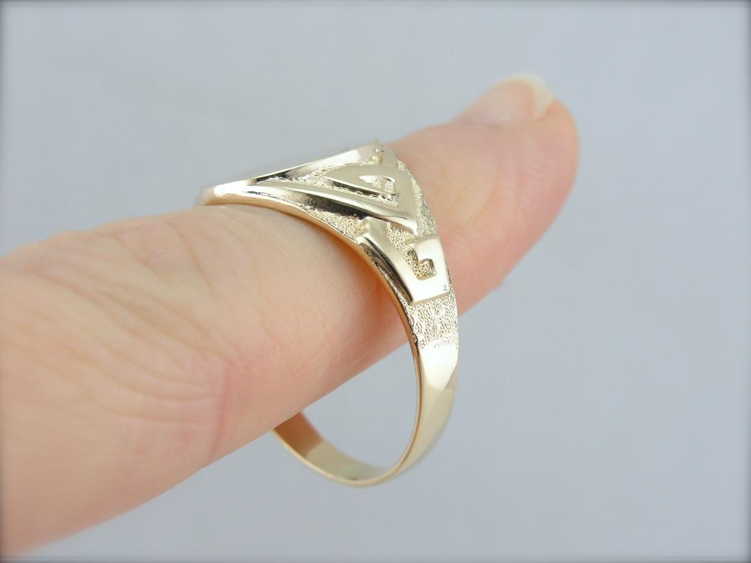 Geometric Themed Signet Ring Ready For Monogram