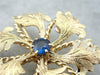 Vintage Floral Brooch or Pendant with Sapphire Center