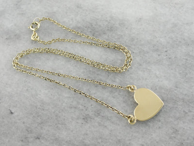Green Gold Heart Necklace with White Gold and Diamond Accent Piece
