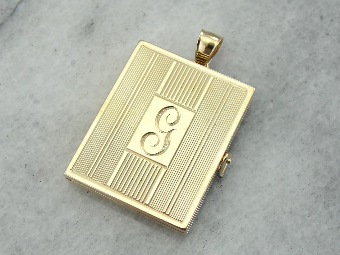 Vintage G Monogram Locket with Art Deco Styling