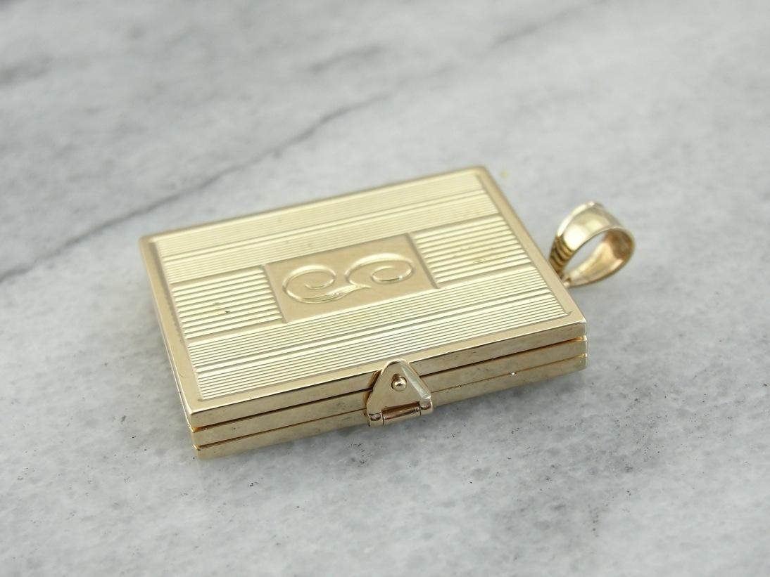 Vintage G Monogram Locket with Art Deco Styling